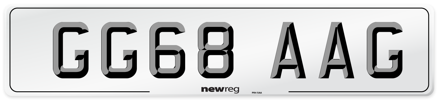 GG68 AAG Number Plate from New Reg
